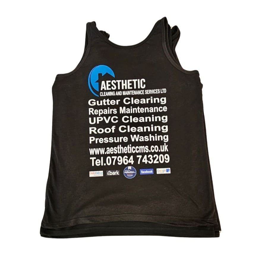 Back of a vest with a printed custom design