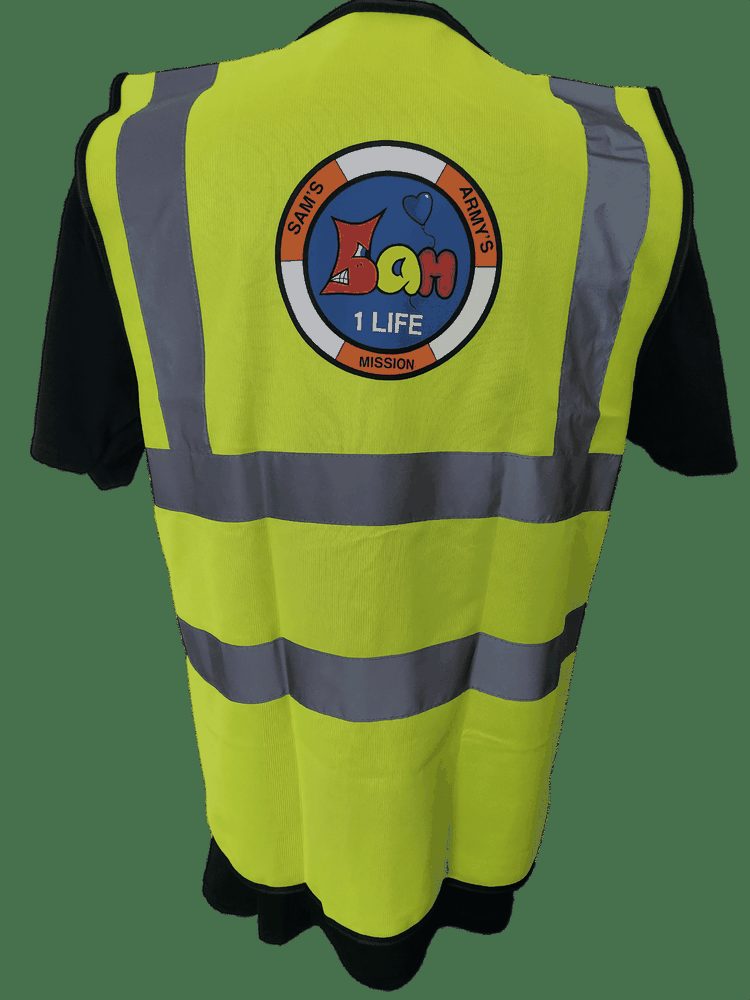 Hi-vis vest printed with a company design