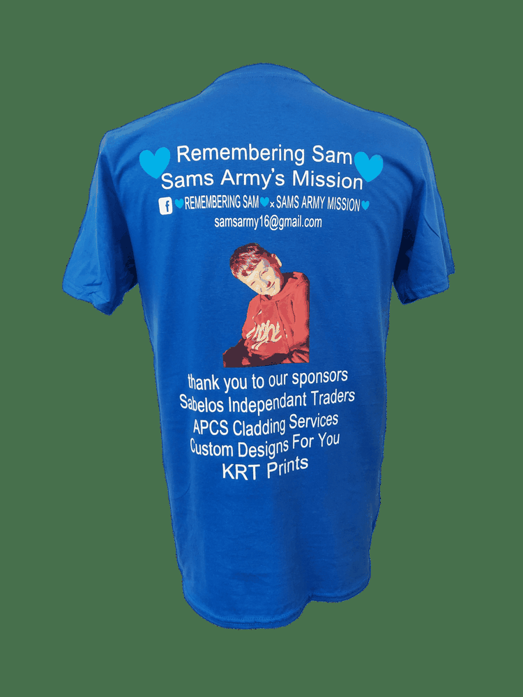 Back of a t-shirt with a printed custom design